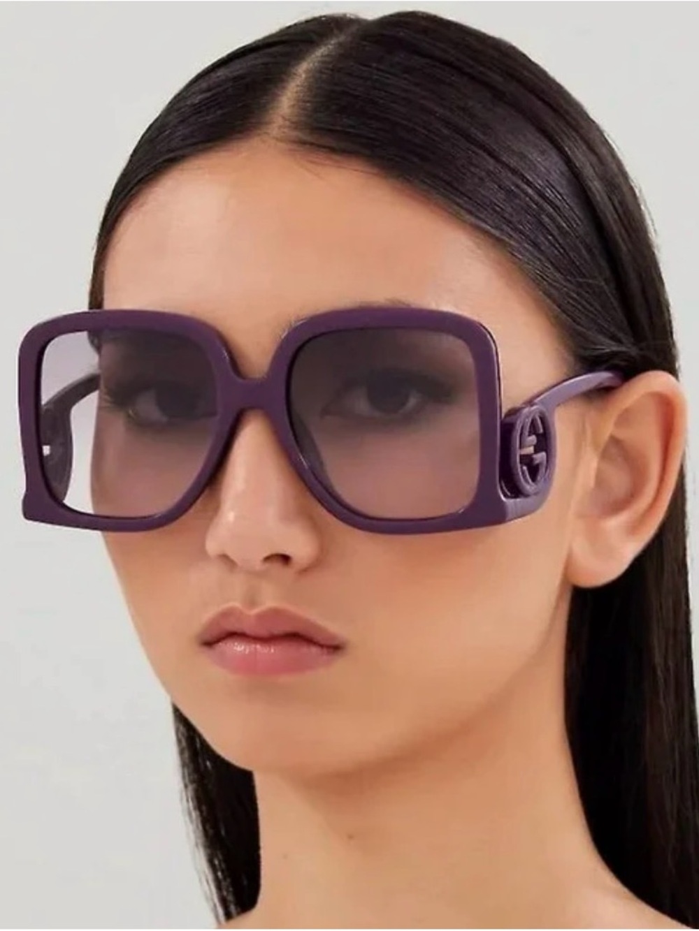 Gucci Oversized Square Sunglasses in Plum Purple - Picture 8 of 8